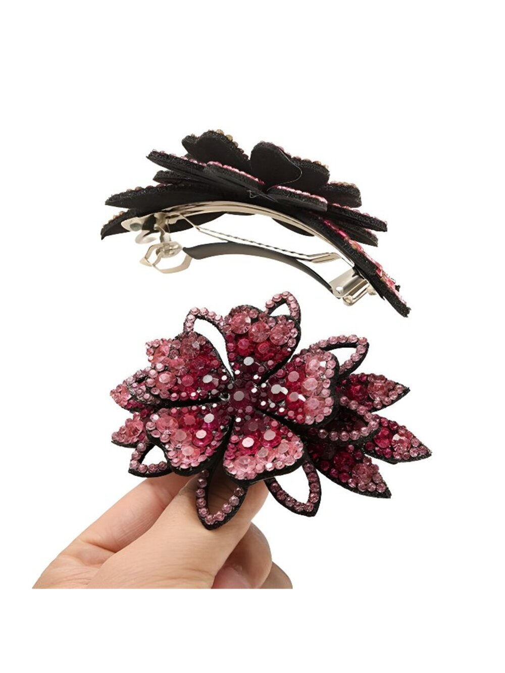 4PCS Rhinestone Flower Hair Barrette Clips - Spark Hair Barrettes for Women
